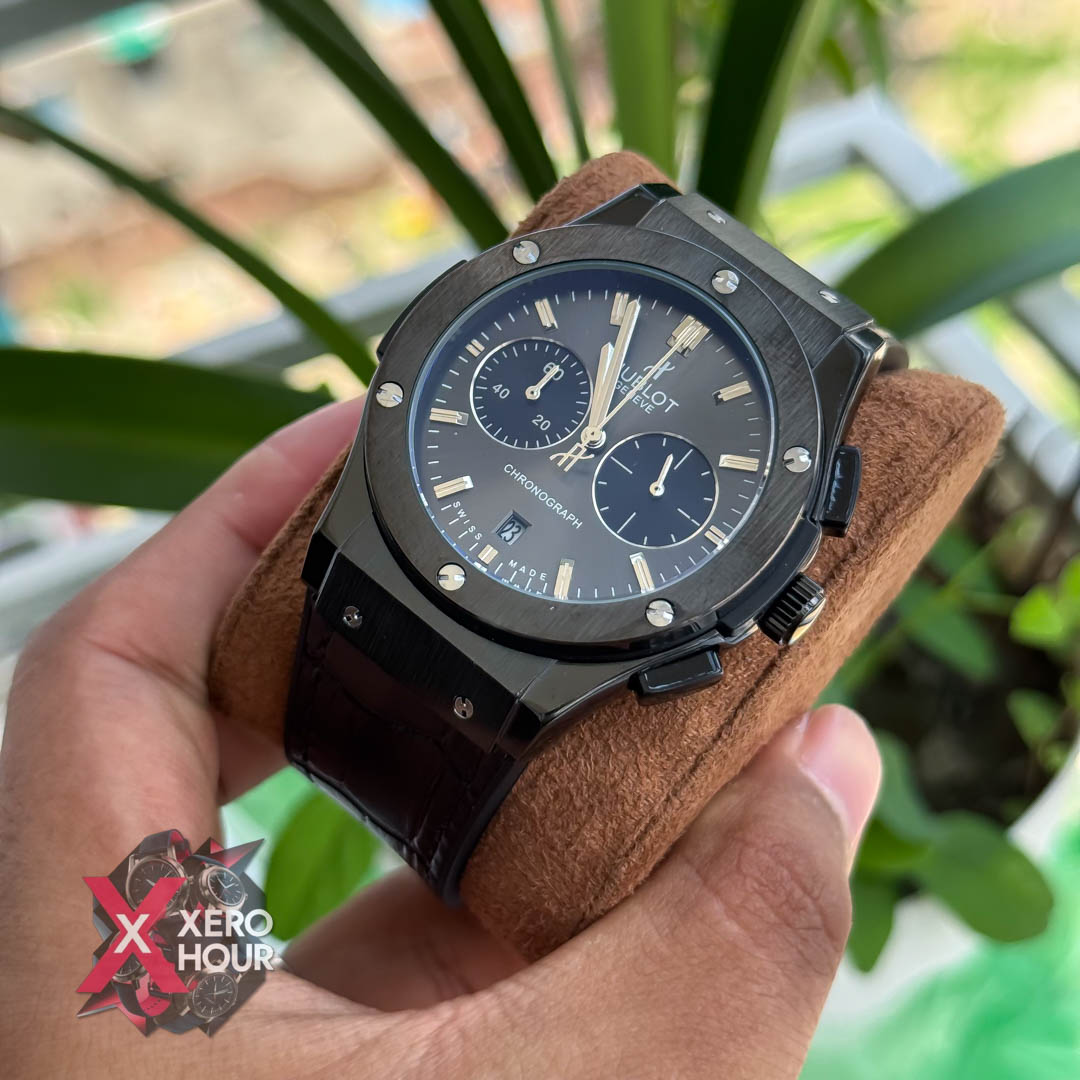 Hublot Classic Fusion Watches Chronograph | Crocodila Balck belt black dial_img_4