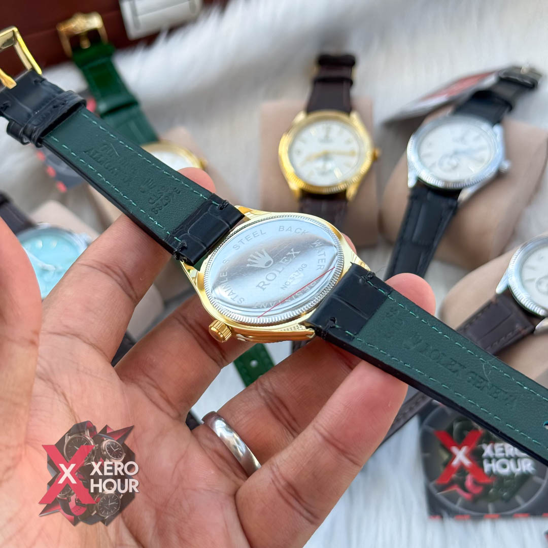 Rolex 1908 Classic Series Leather Belt | Black belt gold Black dial_img_2