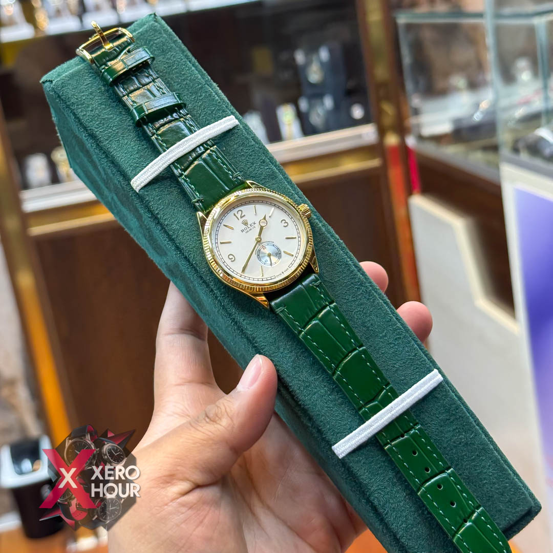 Rolex 1908 Classi style | Green belt gold white dial_img_5