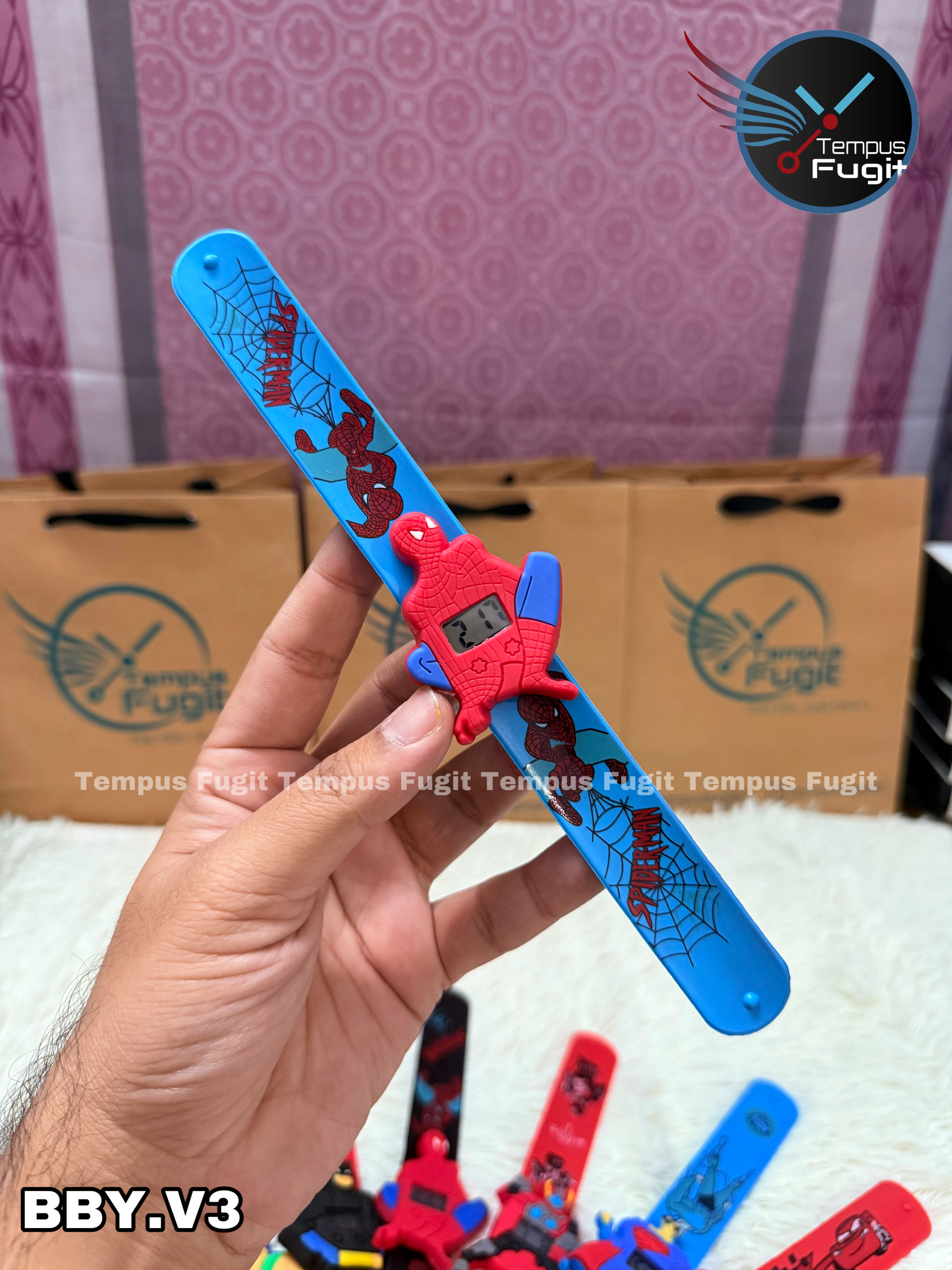 BBY.V3 Baby watch with flexible belt- Spider-Man (Red in blue belt)_img_0