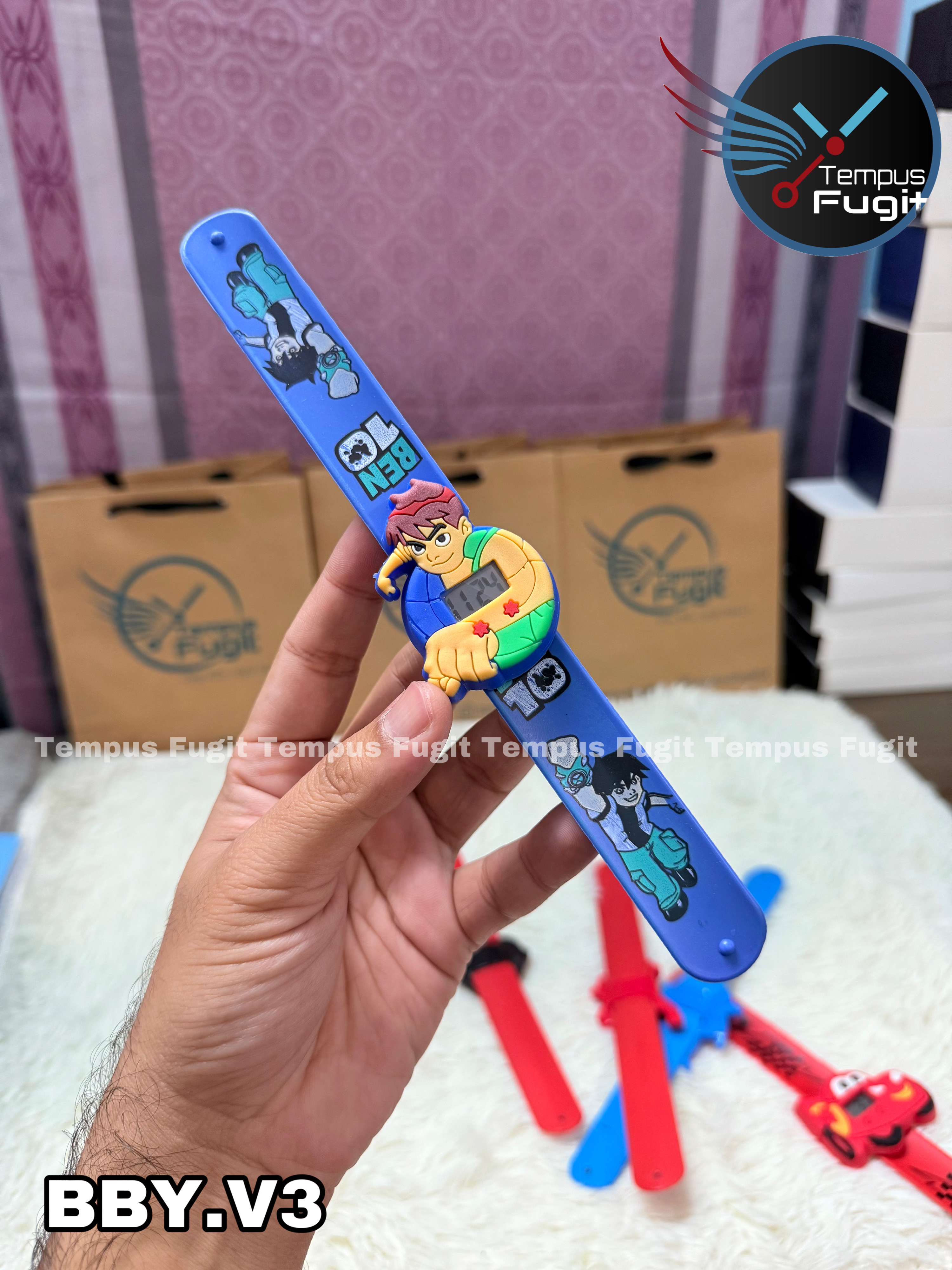 BBY.V3 Baby watch with flexible belt- Ben 10 (Yellow in blue belt)_img_0