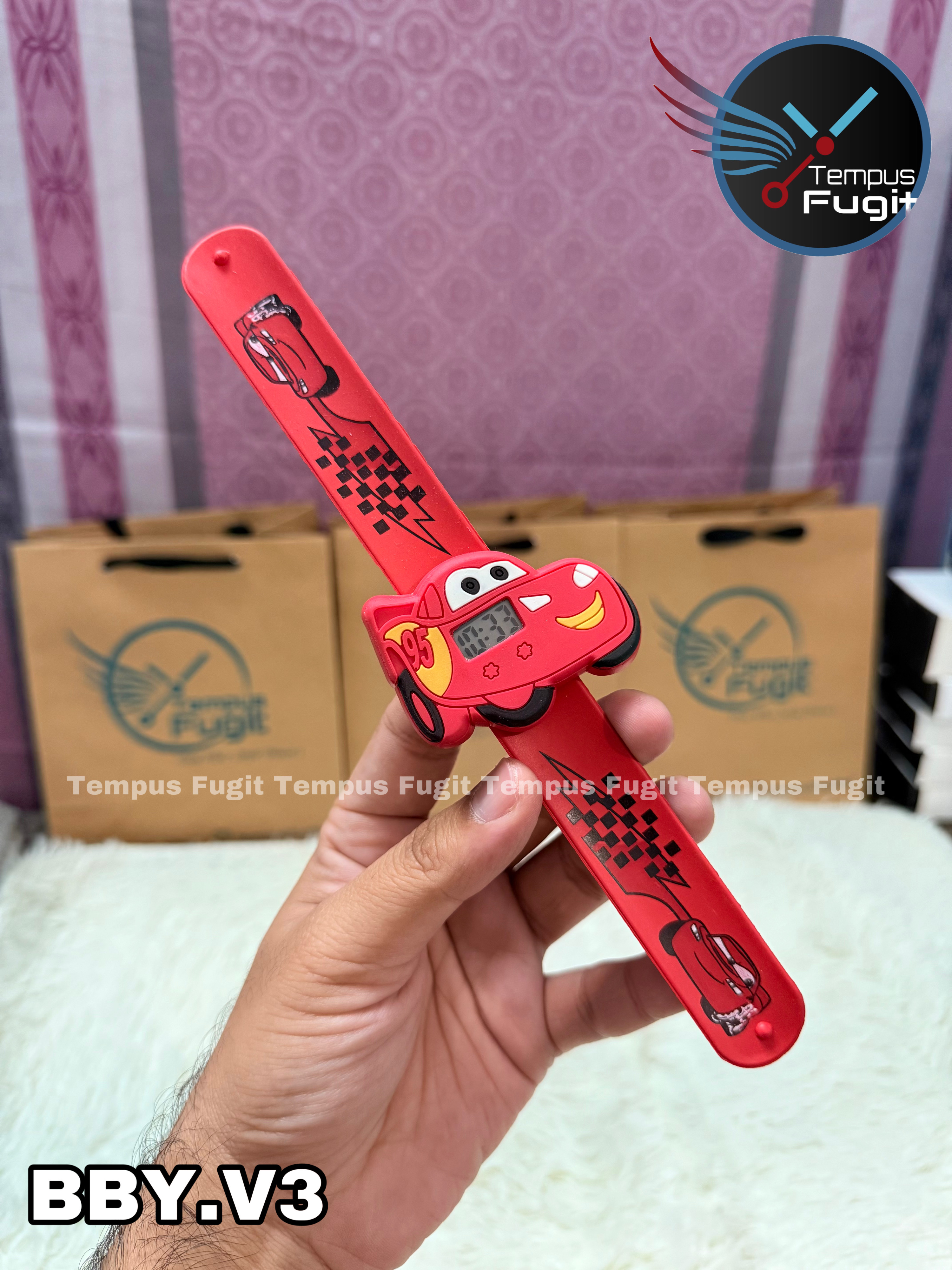 BBY.V3 Baby watch with flexible belt- Car (Red in red belt)_img_0