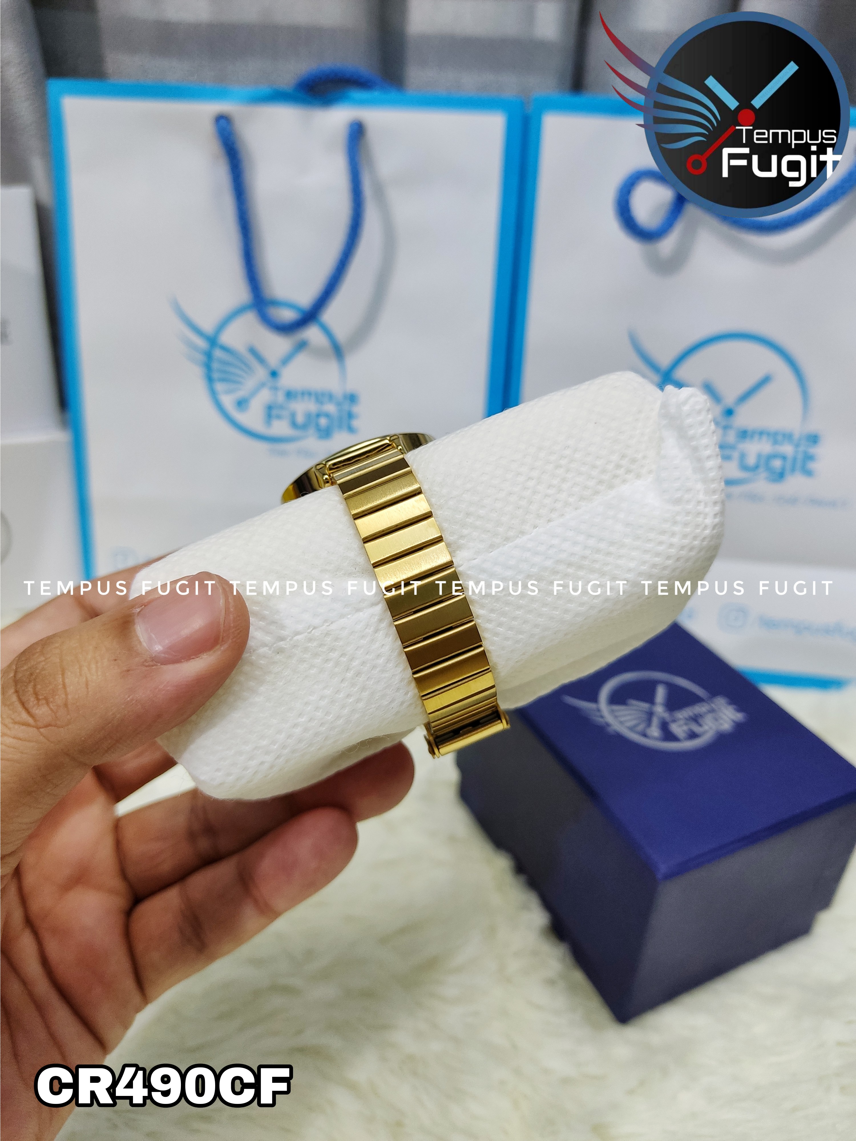 Curren 9081 Ladies Chain Watch- White Dial- Golden Bezel- Golden Chain- TF Code CR490CF_img_6