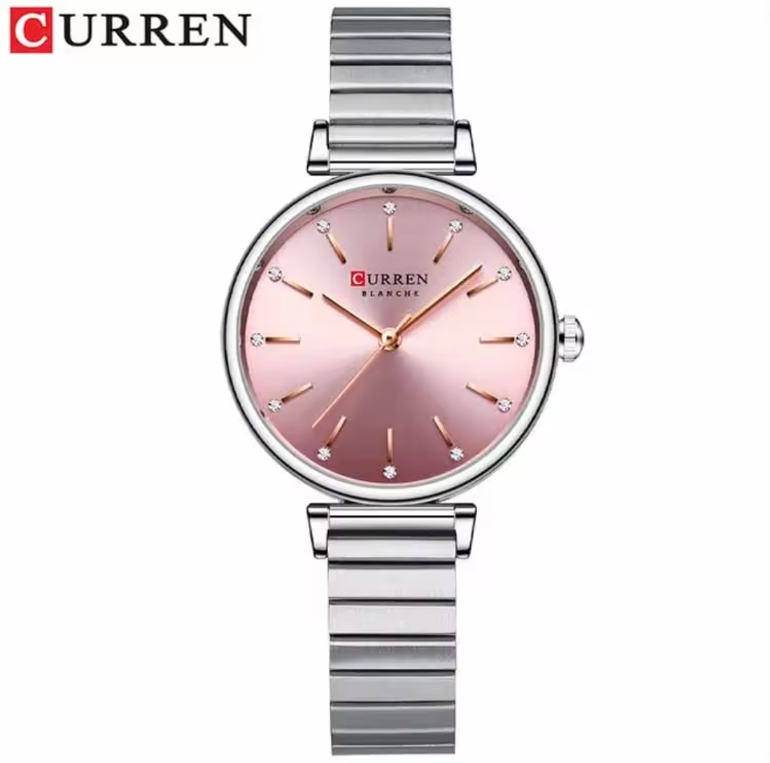 Curren 9081 Ladies Chain Watch- Pink Dial- Silver Bezel- Silver Chain- TF Code CR376CF_img_0