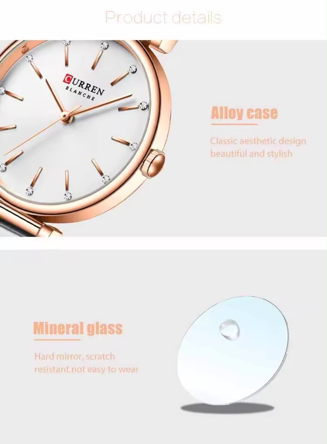 Curren 9081 Ladies Chain Watch- Silver Dial- Rose Golden Bezel- Silver Chain- TF Code CR822CF_img_5