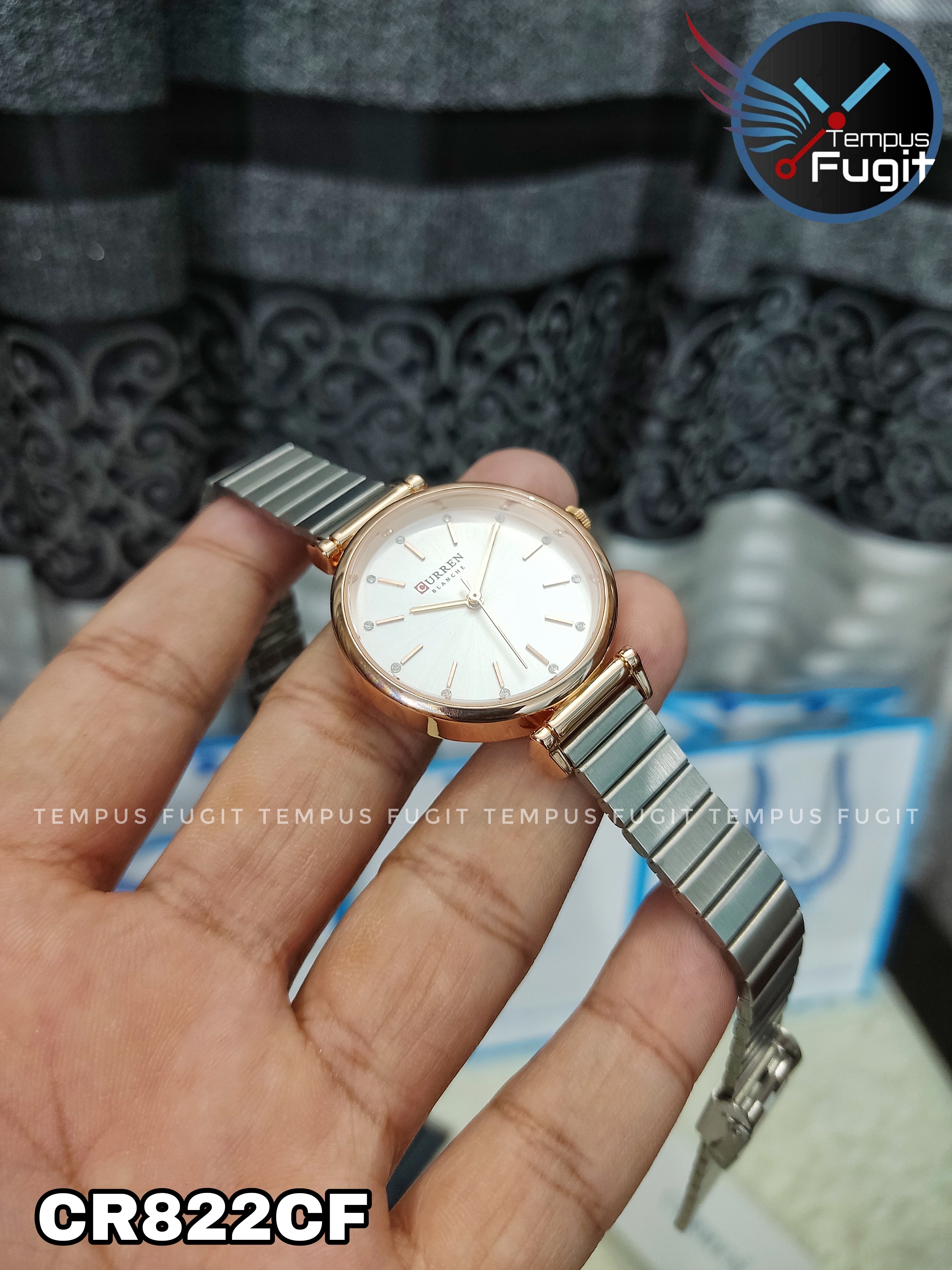 Curren 9081 Ladies Chain Watch- Silver Dial- Rose Golden Bezel- Silver Chain- TF Code CR822CF_img_9
