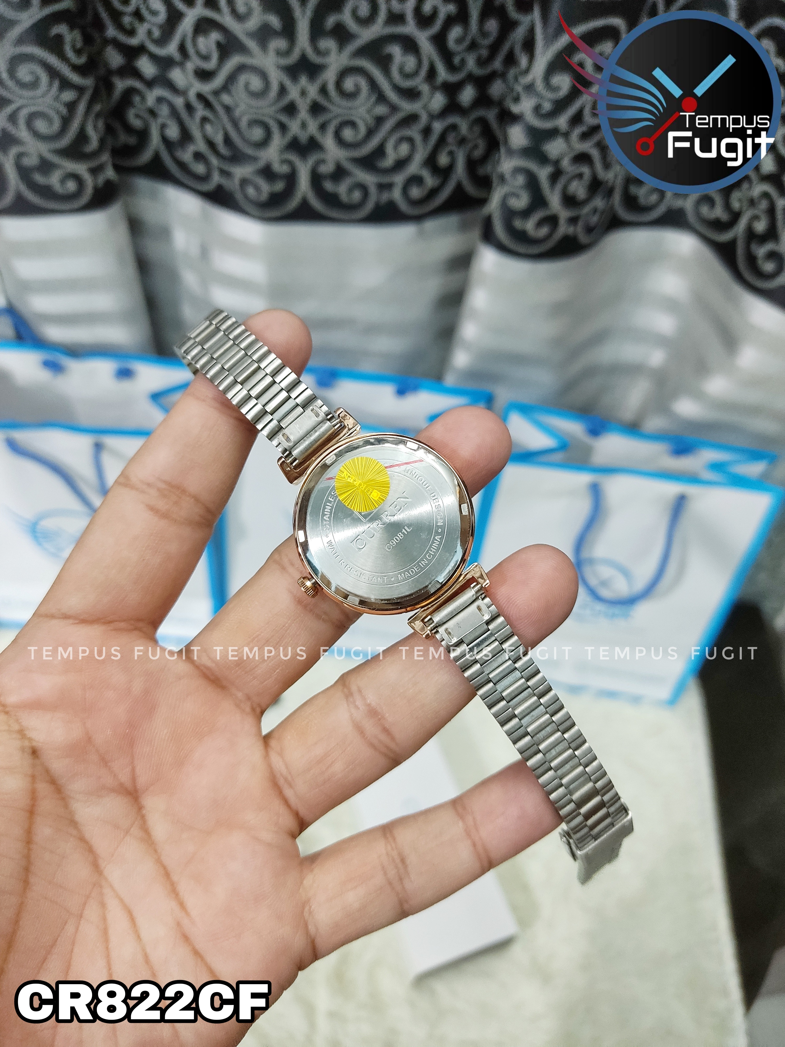 Curren 9081 Ladies Chain Watch- Silver Dial- Rose Golden Bezel- Silver Chain- TF Code CR822CF_img_11