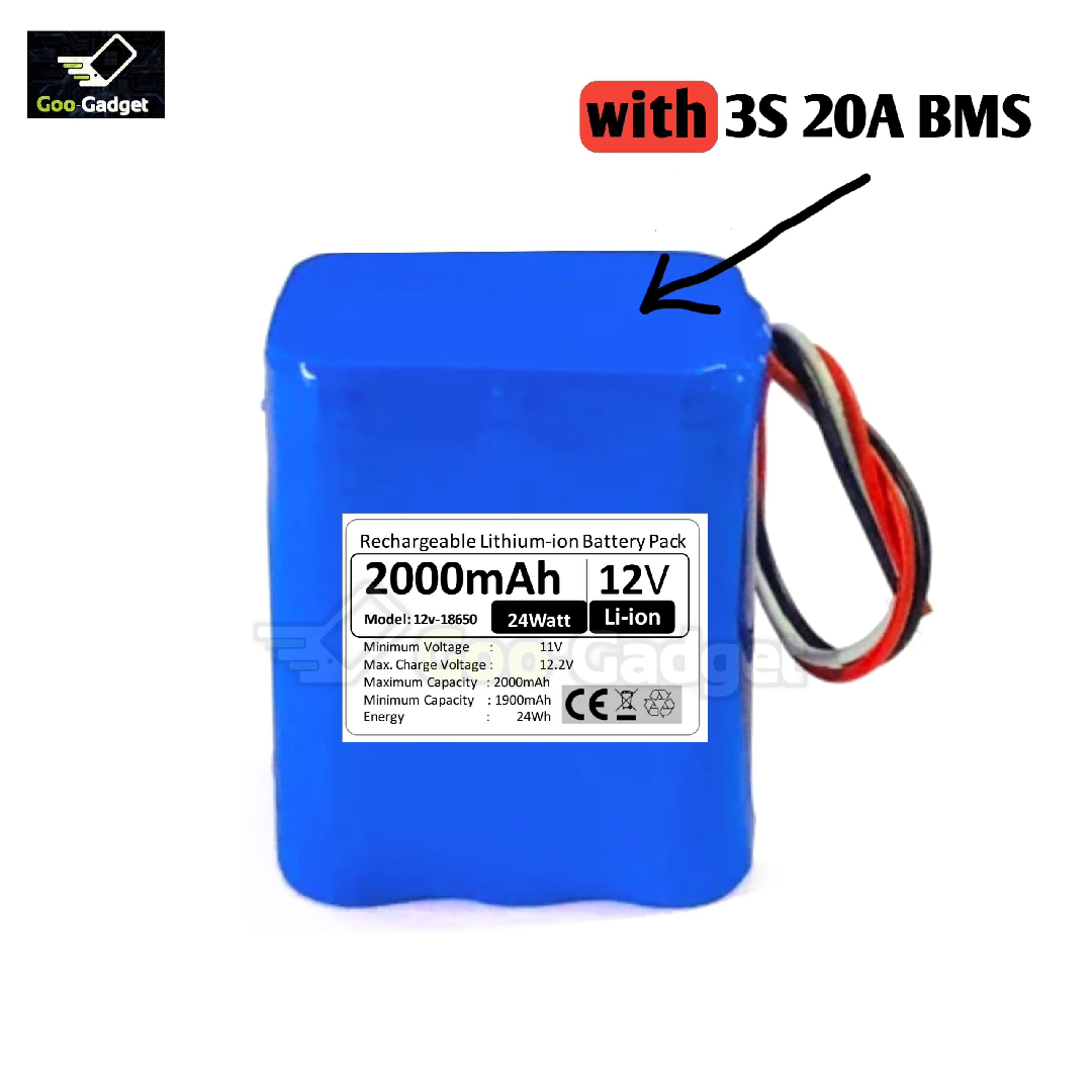 12V 2000mAh 18650 Lithium-Ion Battery Pack