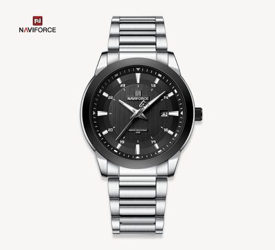 Naviforce 8029 Gents Chain Watch - Black Dial- Black Bezel- Silver Chain- TF Code NF812CM_img_0