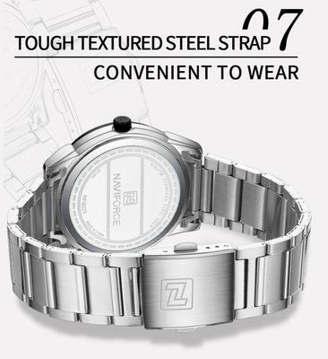 Naviforce 8029 Gents Chain Watch - Black Dial- Black Bezel- Silver Chain- TF Code NF812CM_img_13