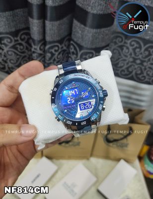 Naviforce 9171 Two Time Gents Chain Watch- Blue Dial - Blue Bezel- Blue+Silver Chain- TF Code NF814CM_img_12