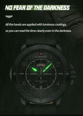 Naviforce 9204 Gents Belt Watch - Black Dial with Grey Markings- Black Bezel- Grey Nylon Belt- TF Code NF815BM_img_8