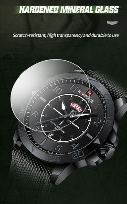 Naviforce 9204 Gents Belt Watch - Black Dial with Grey Markings- Black Bezel- Grey Nylon Belt- TF Code NF815BM_img_9