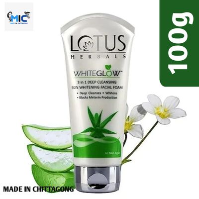 Lotus Herbals White glow 3 In 1 Deep Cleaning Skin Whitening Facial Foam_img_0