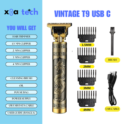 Vintage T9  Usb type c Professional Hair Trimmer for Men_img_1