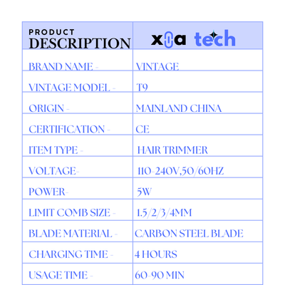 Vintage T9  Usb type c Professional Hair Trimmer for Men_img_5