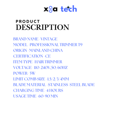Vintage T9  Usb type c Professional Hair Trimmer for Men_img_6