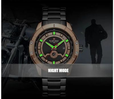 Naviforce 9166 Gents Chain Watch - Rose Golden+Black Dial- Rose Golden Bezel- Black Chain- TF Code NF790CM_img_7