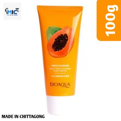BIOAQUA skin care product papaya moisturizing shrink pore face wash foam facial cleanser for women and girl 100g_img_2