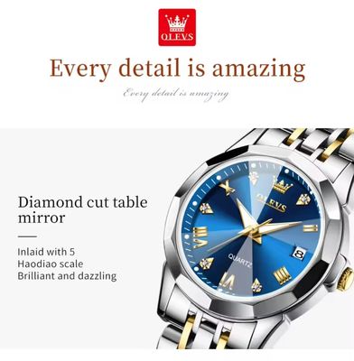 OLEVS 9931 Ladies Chain Watch- Blue Dial- Silver Bezel- Silver+Golden Chain- TF Code OL661CF_img_3
