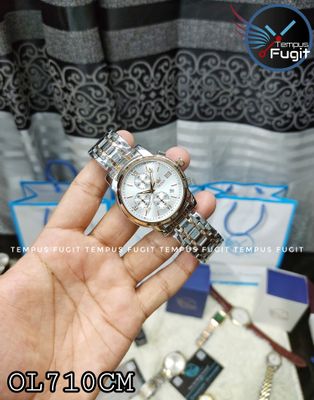 OLEVS 2872 Gents Chronograph Chain Watch- Silver Dial - Rose Golden Bezel- Silver+Rose Golden Chain- TF Code OL710CM_img_1