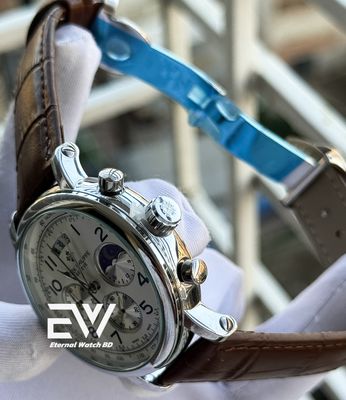 PATEK PHILLIPE S WHITE DIAL BROWN BELT SILVER CASE_img_1