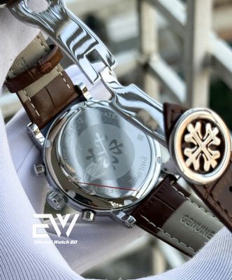 PATEK PHILLIPE S WHITE DIAL BROWN BELT SILVER CASE_img_2