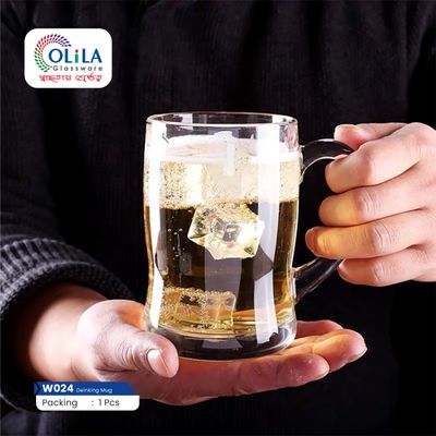 Glass Water Mug 455ML-জাম্বু সাইজ কাচের মগ #24_img_0