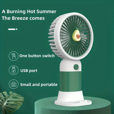 USB Rechargeable Mini Handheld Fan with Holder_img_1