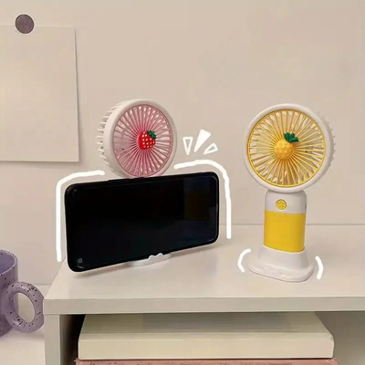 USB Rechargeable Mini Handheld Fan with Holder_img_2
