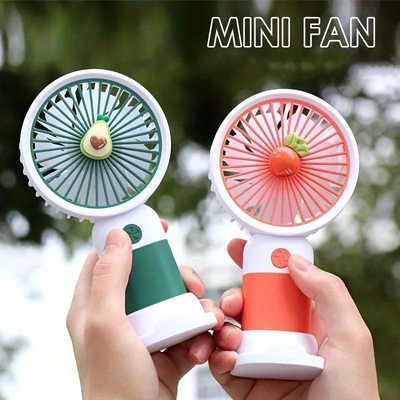USB Rechargeable Mini Handheld Fan with Holder_img_0