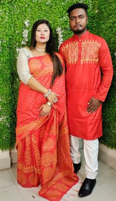 এক্সক্লুসিভ ধুপিয়ান সিল্ক শাড়ি & পাঞ্জাবি কাপল ড্রেস_img_2