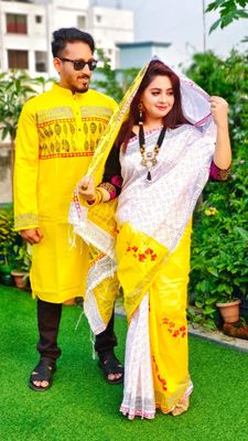 এক্সক্লুসিভ ধুপিয়ান সিল্ক শাড়ি & পাঞ্জাবি কাপল ড্রেস_img_5