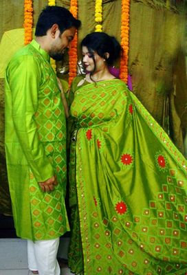 এক্সক্লুসিভ ধুপিয়ান সিল্ক শাড়ি & পাঞ্জাবি কাপল ড্রেস_img_9