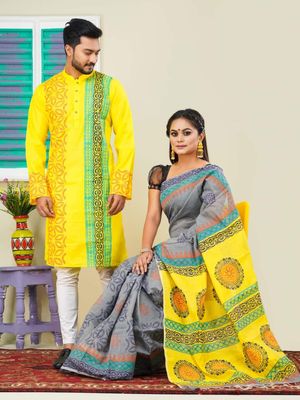 এক্সক্লুসিভ ধুপিয়ান সিল্ক শাড়ি & পাঞ্জাবি কাপল ড্রেস_img_11