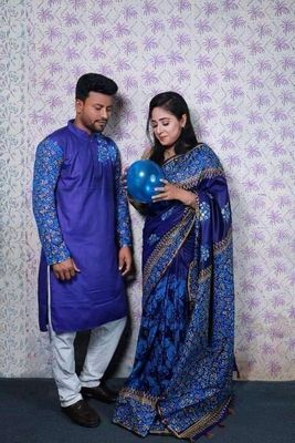 এক্সক্লুসিভ ধুপিয়ান সিল্ক শাড়ি & পাঞ্জাবি কাপল ড্রেস_img_13