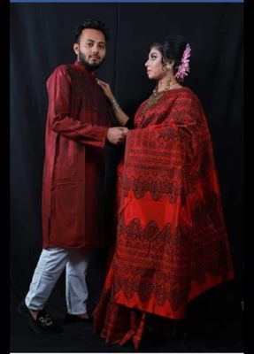 এক্সক্লুসিভ ধুপিয়ান সিল্ক শাড়ি & পাঞ্জাবি কাপল ড্রেস_img_15