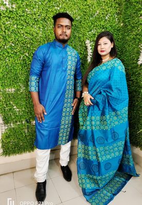 এক্সক্লুসিভ ধুপিয়ান সিল্ক শাড়ি & পাঞ্জাবি কাপল ড্রেস_img_7