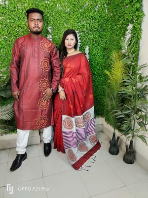 এক্সক্লুসিভ ধুপিয়ান সিল্ক শাড়ি & পাঞ্জাবি কাপল ড্রেস_img_13