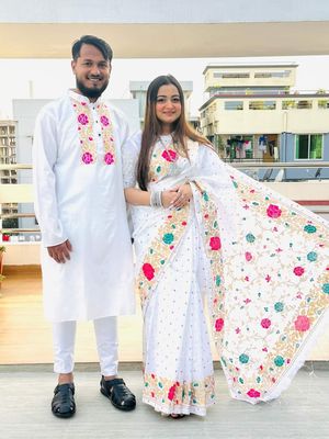 এক্সক্লুসিভ ধুপিয়ান সিল্ক শাড়ি & পাঞ্জাবি কাপল ড্রেস_img_19