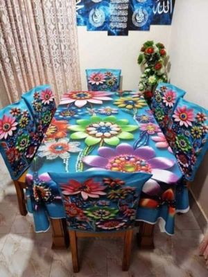 China Premium 3D Print Table Cloth Set_img_0