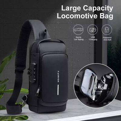 Men Anti-theft crossbody bag with USB charging (Black shape)_img_1