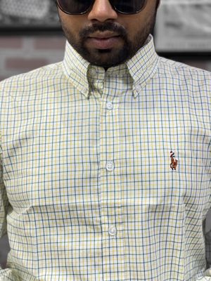 Men Casual Full Shirt Yellow Checkered Full Sleeve Cotton | Casual & Formal | Palli_img_0