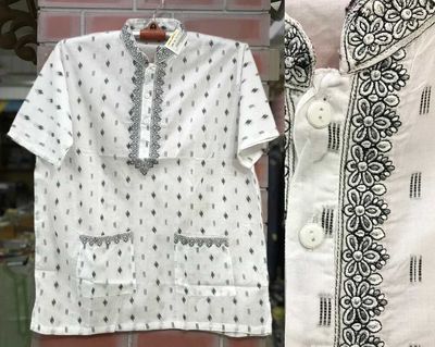 Elegant White Printed Fotua - Premium Quality Traditional Wear_img_0