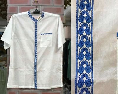 Elegant White Fotua with Royal Blue Embroidery - Premium Quality Traditional Wear_img_0