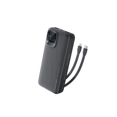 VENTION I15BB-V2 20000mAh 22.5W Power Bank with Built-in USB-C & Lightning Cables – Black_img_0