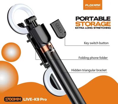 Plokama K9 Pro Double LED Selfie Stick Tripod_img_3