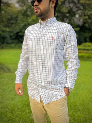 Men Casual Full Shirt White - Green - Black Checkered Cotton | Casual & Formal_img_0