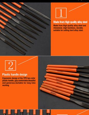 HARDEN 10pcs Needle Files Set ( 4x160mm), Professional tools, (Hand, Half Round, Square, Tri Square &  Round); 610622_img_4