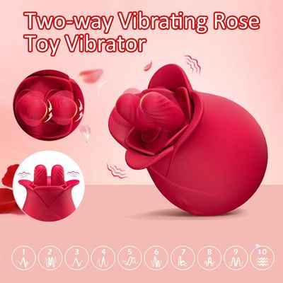 Double Tongue Vibrator For Female Rose Clitoris G-spot Stimulator Couple Flirting Nipple Massager Sex Toy For Women Adult 18_img_4